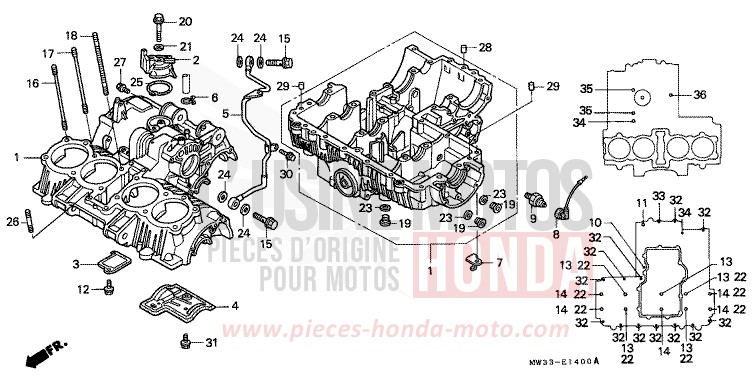 CRANKCASE for CB Seven Fifty BLACK (NH1) from 1995